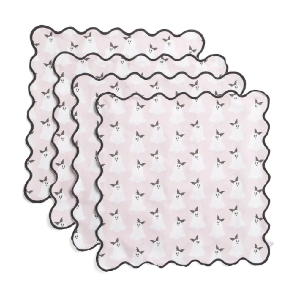 LONDON KAYE Set Of 4 Pretty Ghost Napkins, NEW